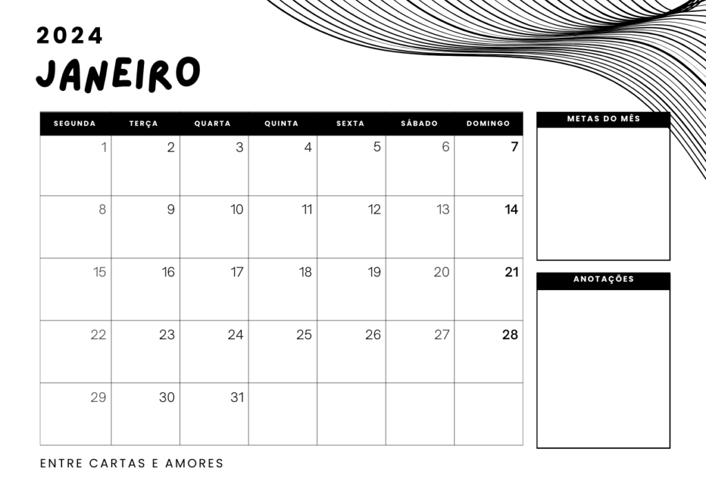 Calendário 2024 para imprimir anual, mensal e datas comemorativas